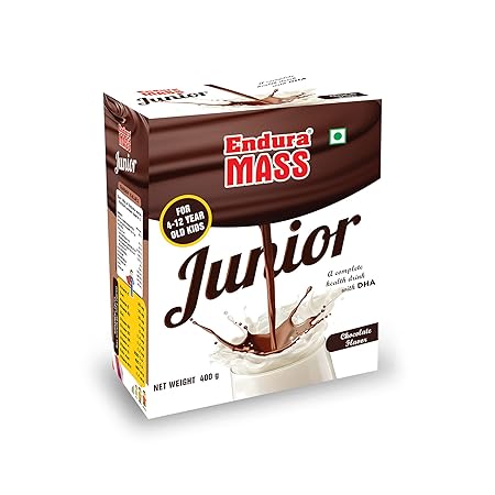 Endura Mass Junior, Weight Gainer | Mass Gainer | Mass Gainer for kids, (Chocolate), 400g