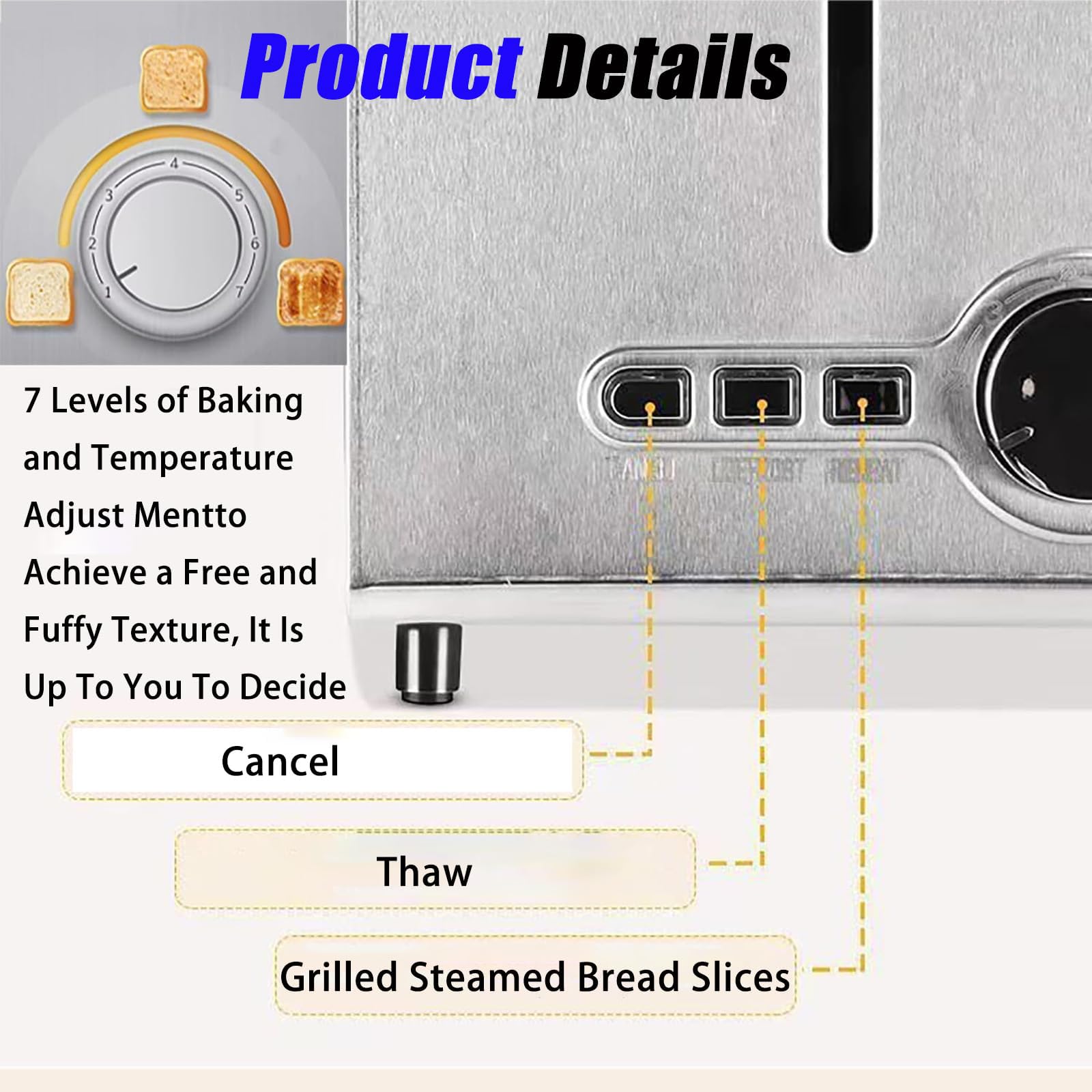 Toster Na 2/4/6 Kromek, Komercyjne Tostery Do Chleba Z 7 Stopniami Przyrumieniania Oraz Funkcjami Rozmrażania/podgrzewania/anulowania, Idealny Elektryczny Toster Do Grubych Kromek 2-Slices