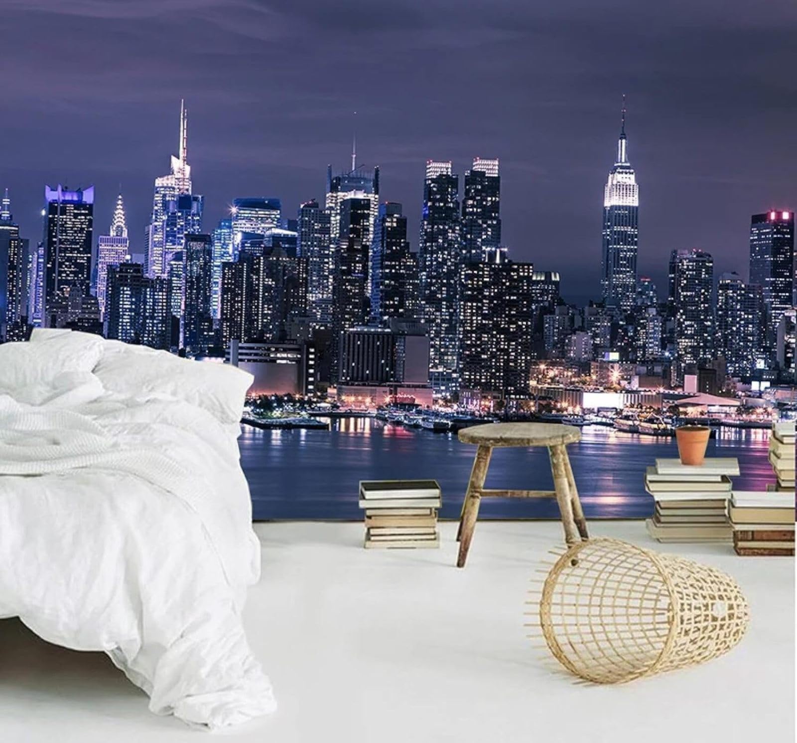 XLMING Beautiful Three Dimensional City Architecture River Night View 3D Wallpaper Luxury Silk Study Dining Feature Sofa Grey Bedroom Living Room Tv Decorative Wall-400cm×280cm