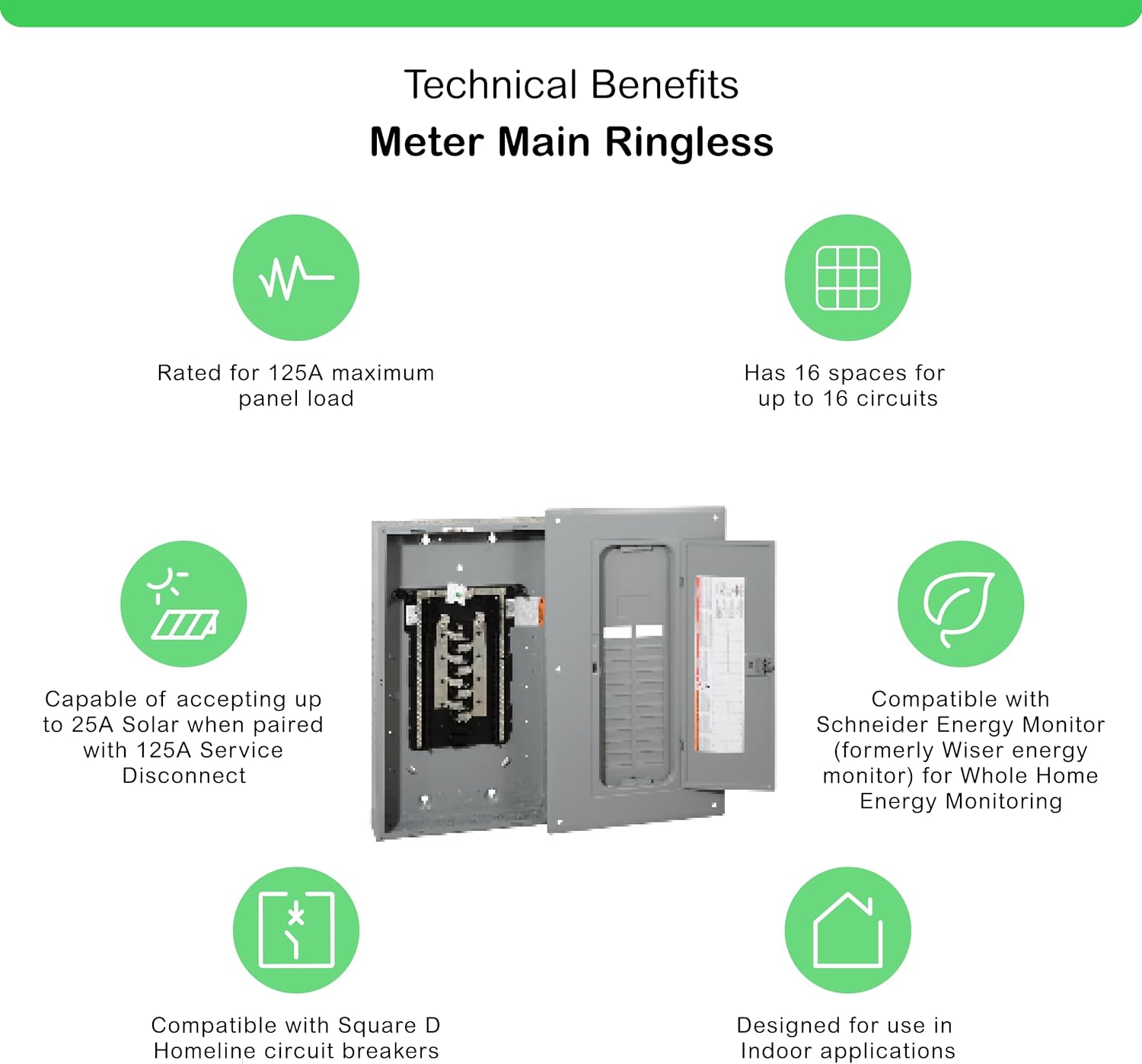 Square D - HOM1632L125PC Homeline 125-Amp 16-Space 32-Circuit Indoor Main Lugs Load Center with Cover, Plug-on Neutral Ready
