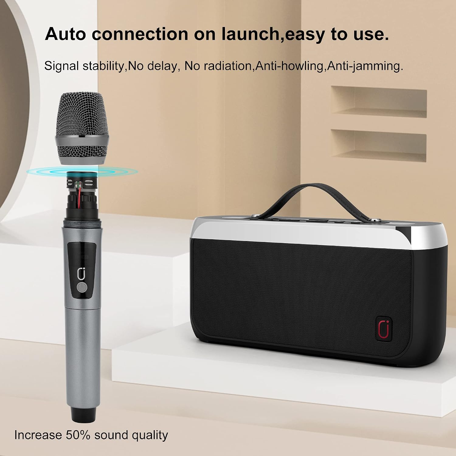 JYX Bluetooth Speaker with Wireless Microphone, 40W Stereo Sound with Bass, Support TWS, FM, for Outdoor/Indoor Party,Kids/Adults - Black