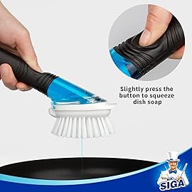 MR.SIGA Soap Dispensing Dish Brush, Kitchen Brush for Pot Pan Sink Cleaning, Black, Pack of 2