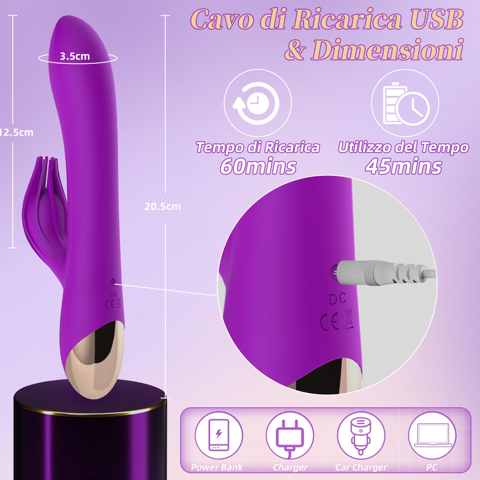 Vibratoreper Donna Professionale Clotoride Grandi Sex Toys 10 Modo Vibratoriper Donne Punto G Squirting Dildo Realistico Vibratore Rabbit Sexytoysys Donna Coppia Uomo Stimolatore per Clitoride(Viola)