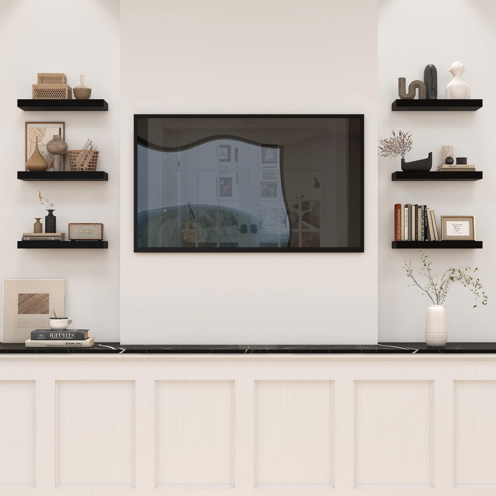 Heimlove Lot De 2 étagères Murales Flottantes Noires De 30,5 Cm De