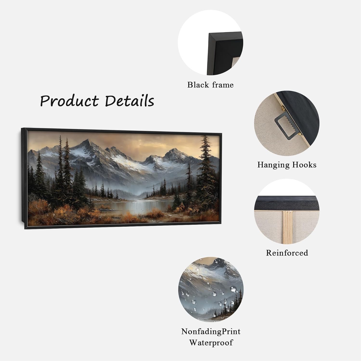 Large Wall Art For Living Room Mountain Canvas Wall Decor Lake Nature Landscape Pictures Forest Paintings Prints Big Artwork Framed Modern Decorations For Office Bedroom Bathroom Gifts 60" x 30"