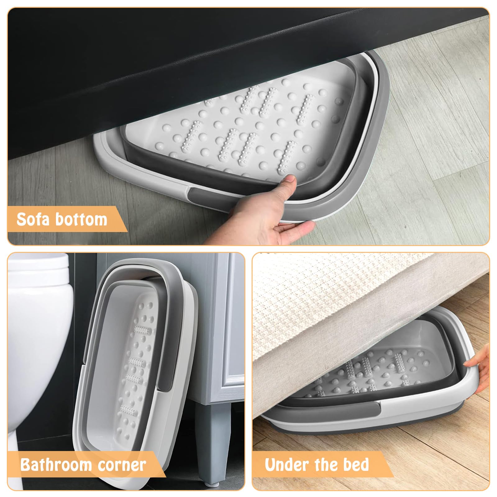 Rierousy Baño de Pies Plegable - Bañera de 15 L de Capacidad Con Masaje Para Pedicura y Alivio de la Fatiga (Blanco Grisáceo)
