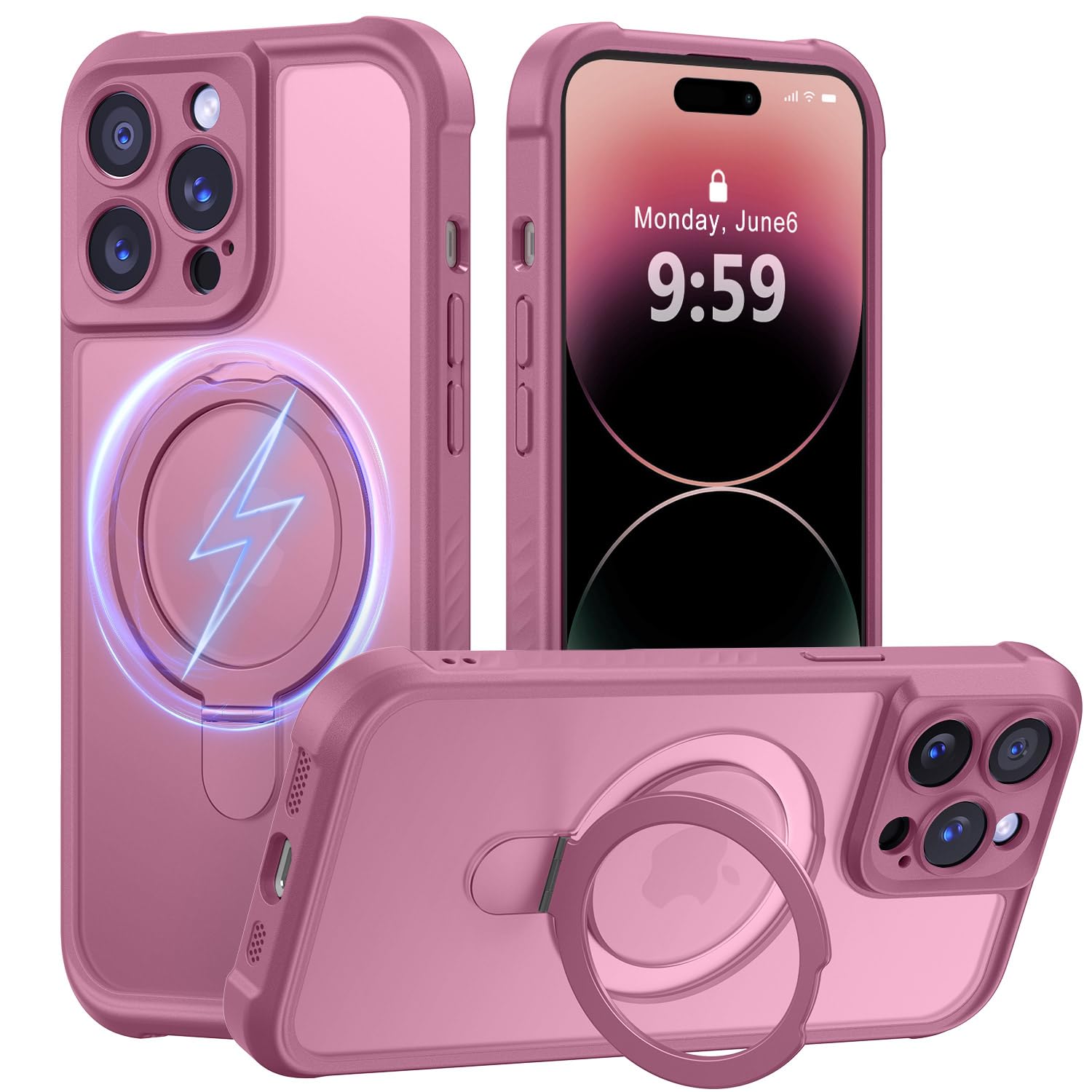 MOCCA Magnetic for iPhone 14 Pro Case with Stand,Lavender Purple