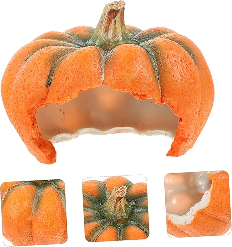Miniatura 7 de PRETYZOOM Pescado Hideaway House Halloween Acuario Decoración Resina Calabaza Forma de Cueva Peces Tanque de Peces Seguro Escondido Agujero Cosecha
