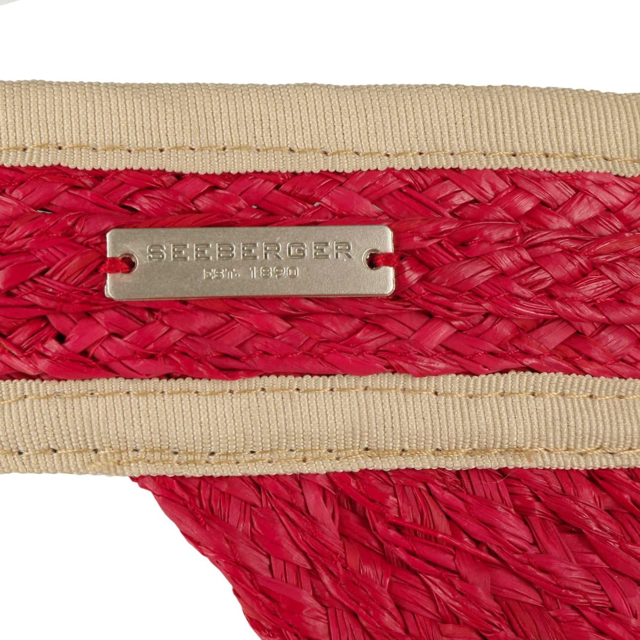 Seeberger Visera para el Sol Avestina Rafia Mujer - de Paja con Primavera/Verano Verano - Talla única Rojo
