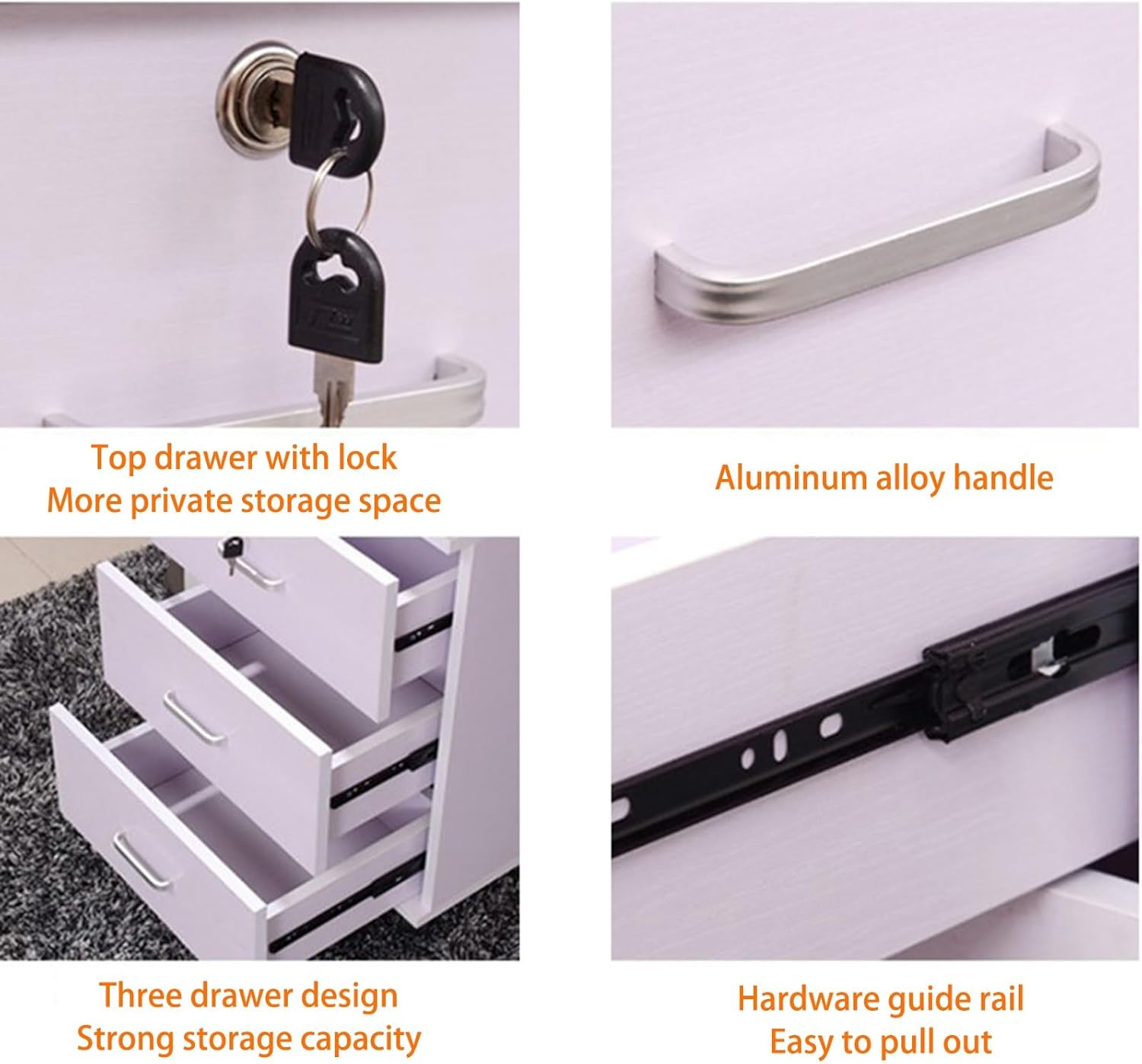 Storage Box Storage Cabinet，Locking Filing Cabinet with Drawers on Wheels - Under Desk File Cabinet for Home Office Organization and Storage