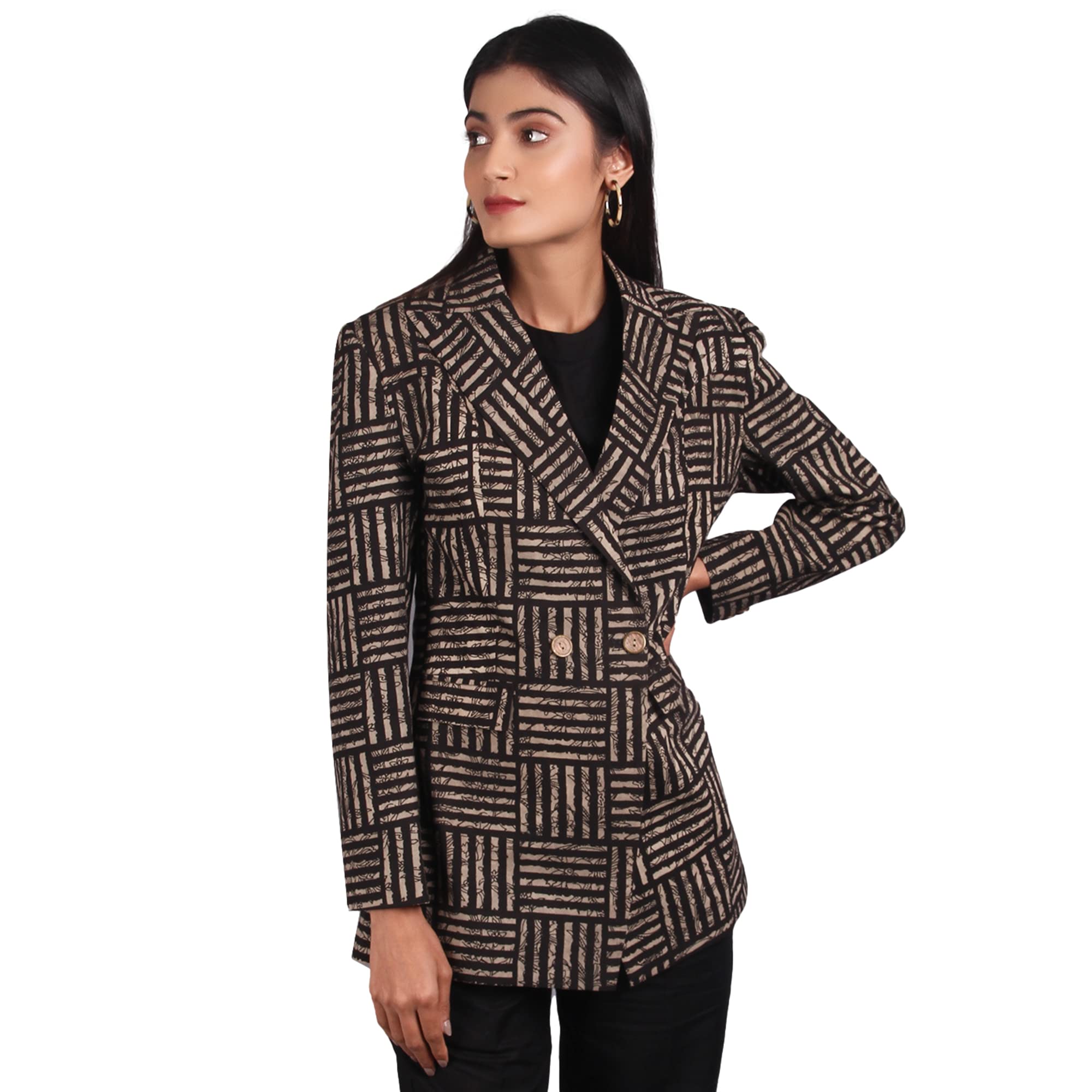 indophilia Women's Bagru Cotton Blazer-picture-20