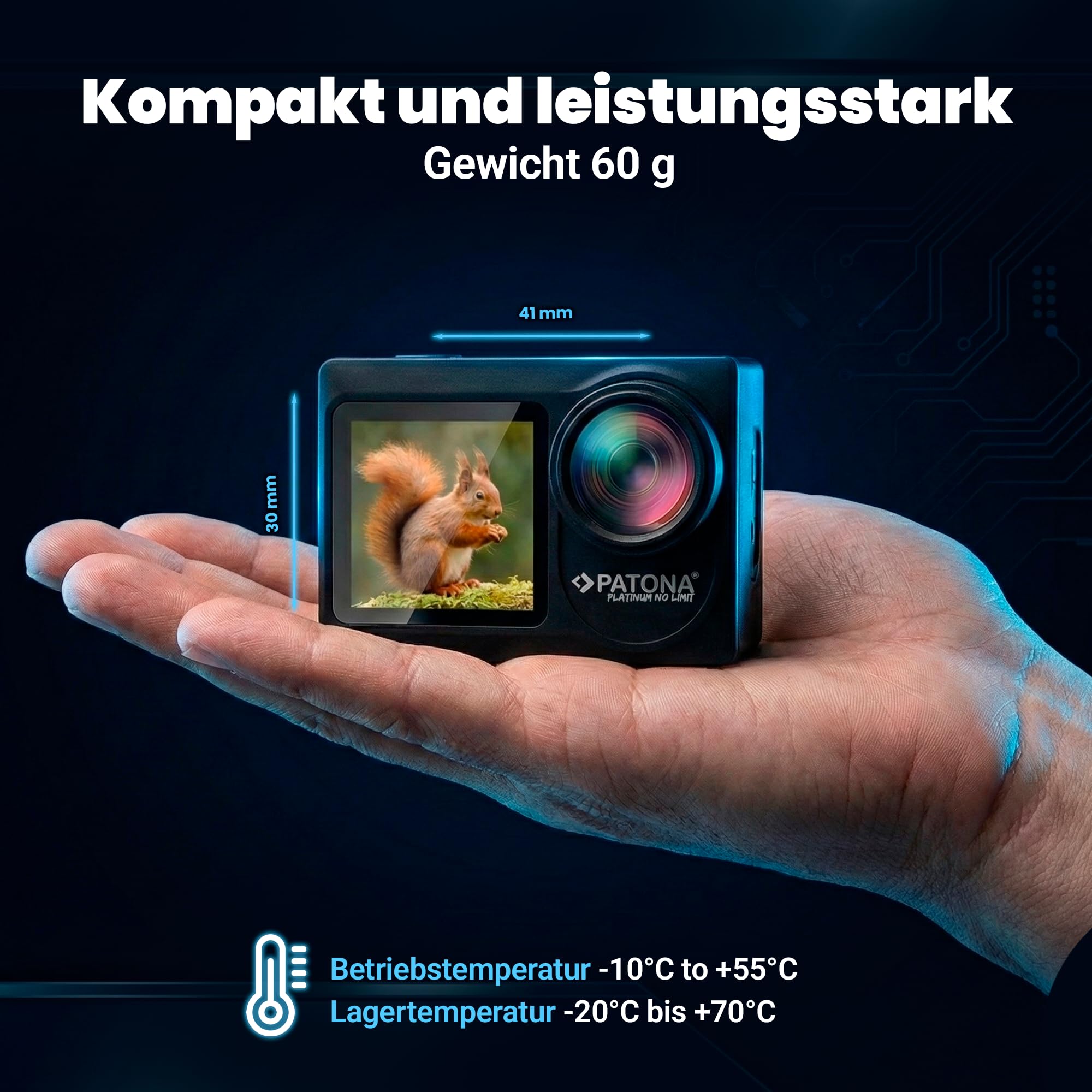 PATONA Action Cam Life SL4 | 5K 120fps 64MP EIS | 120° Weitwinkel Videokamera | Dual Screen Kamera | Fernbedienung | Bis 30m Unterwasserkamera | Lautsprecher |6G Akkus+Dualladegerät+64GB Karte+Zubehör
