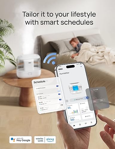 Miniatura 3 de Dreo Humidificador inteligente, humidificadores de niebla fría para dormitorio, humidificadores ultrasónicos silenciosos de 4L de llenado superior
