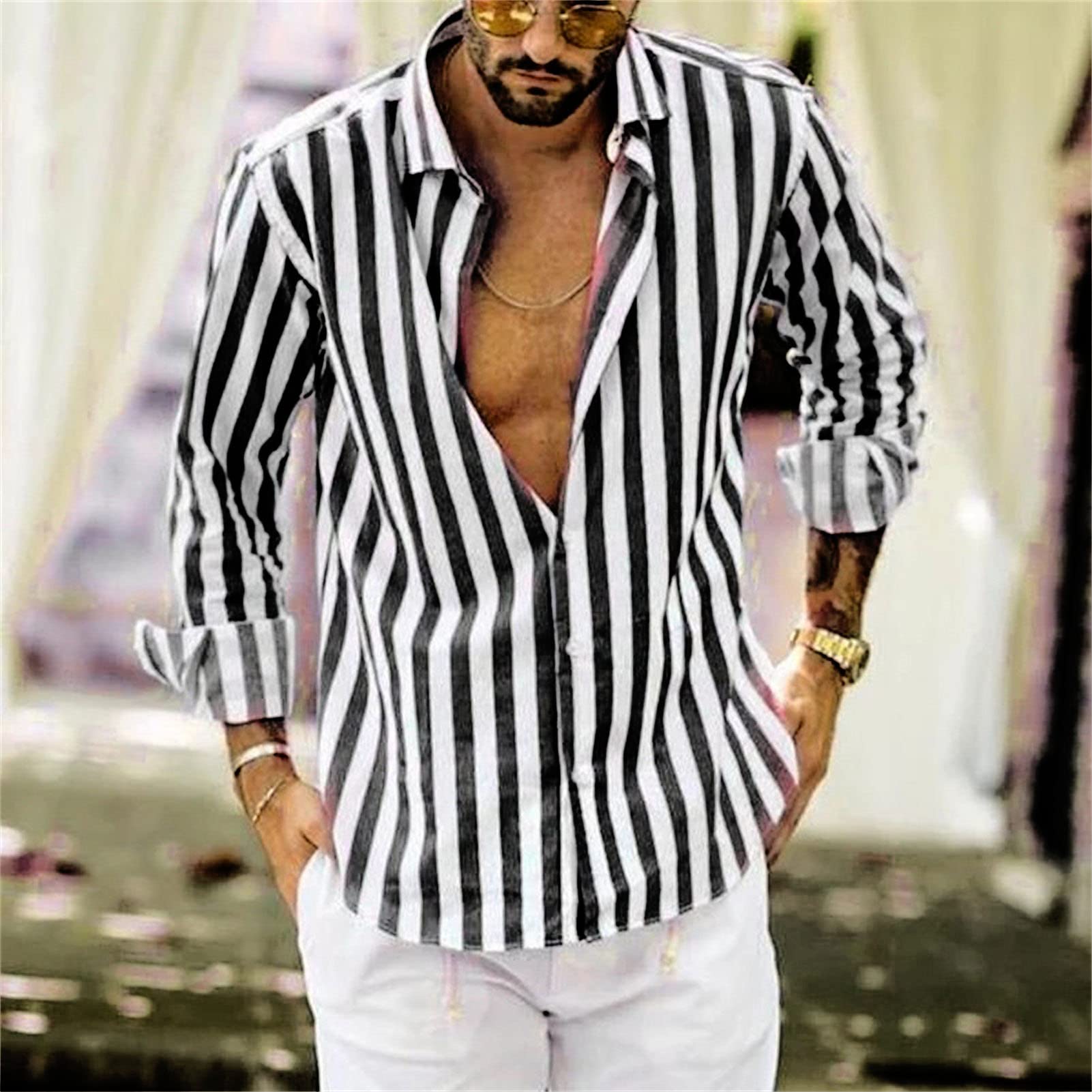 black white striped dress shirt TARA SHIRT DRESS
