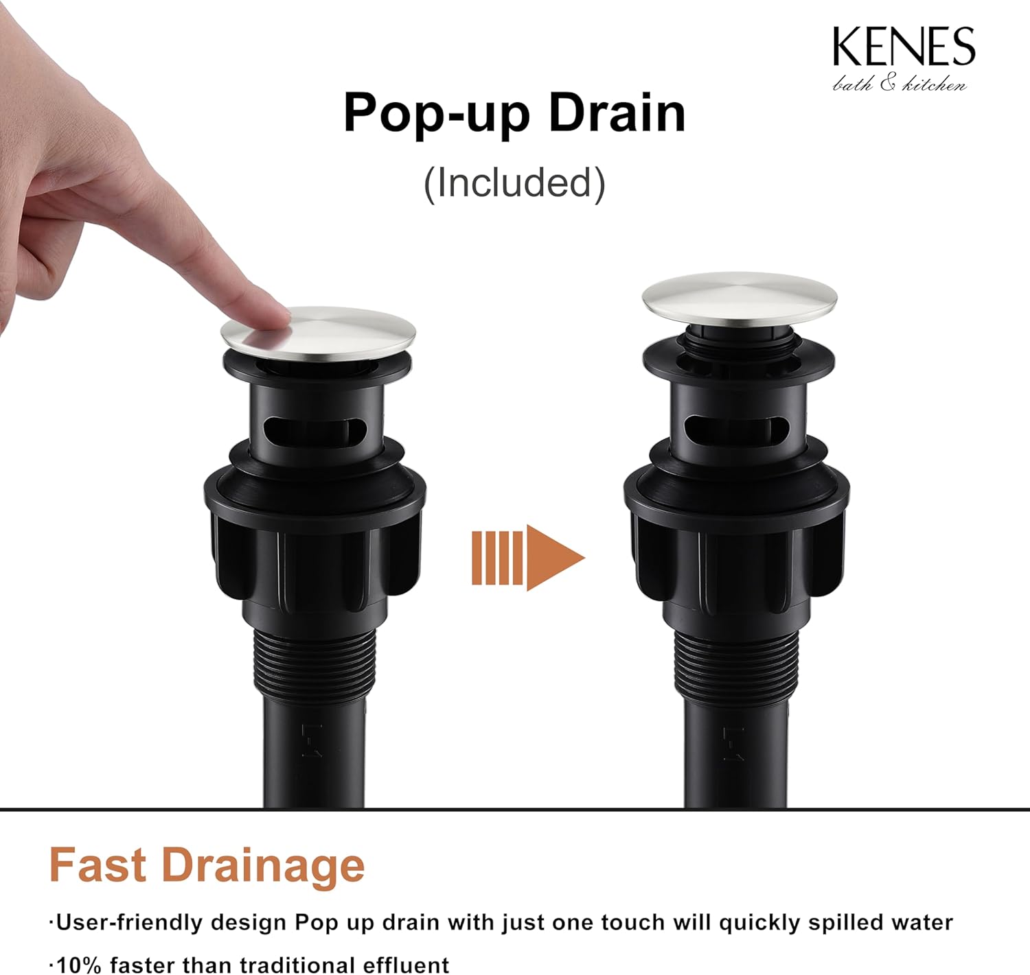 KENES Single Handle Bathroom Sink Faucet, Brushed Nickel Vanity Faucet for Bathroom Sink, with Pop Up Drain Stopper & Water Supply Lines LJ-9031 - Image 8