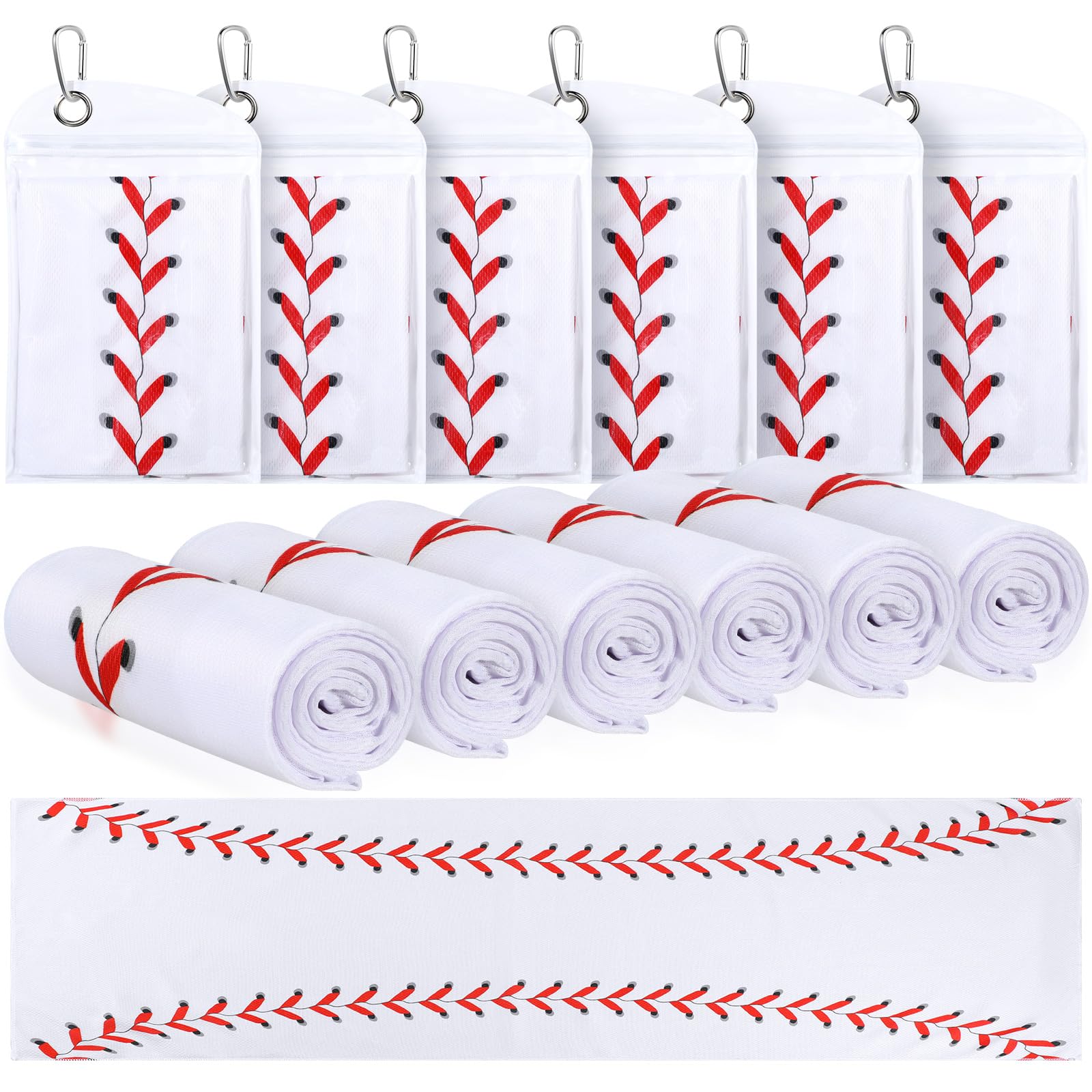 Hahafelt 6 Pcs Cooling Towels with Bags Baseball Chilly Towel 40'' x 12" Breathable Gym Towels Microfiber Sweat Towel Workout Towels Ice Towel for Women Men Yoga Player Team Coach Gift (White)-image-8