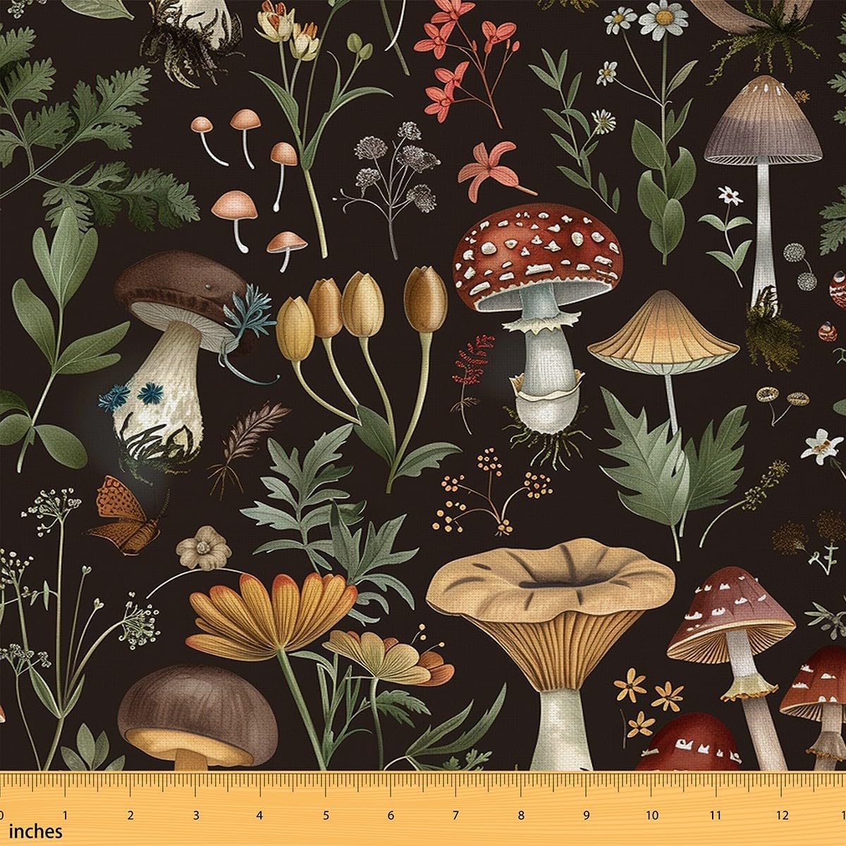 Feelyou Cute Mushroom Upholstery Fabric for Chairs 5 Yard Boho Fungus Fabric by The Yard Kids Wild Mushroom Stuff Waterproof Outdoor Fabric for Chairs Floral Reupholstery Fabric Decor