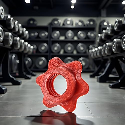 Miniatura 3 de Mancuerna fija roja, tuerca de mancuerna antideslizante, accesorios de levantamiento de pesas hexagonales, collar de barra de barra de tuerca