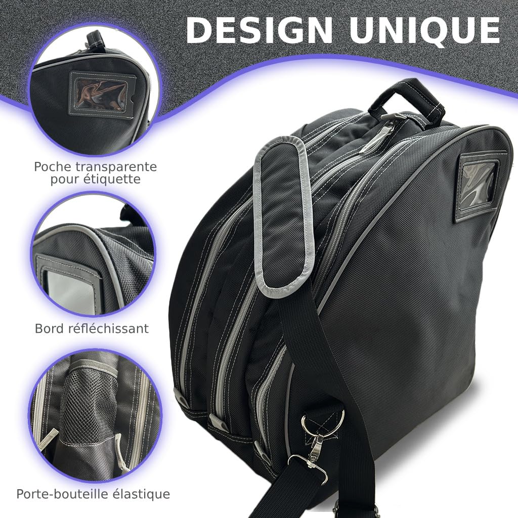 Sac Patins Fille | Patins en Ligne et Patins de Glace | Sac Résistant et Réglable | Poches Spacieuses et Respirantes | Patins en ligne sans frein jusqu'à la taille 44 EU, avec frein max. taille 40 EU.