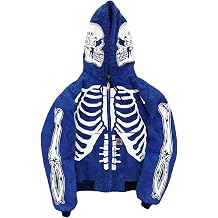 NUFR Skeleton Zip Up Hoodie Skeleton Jacket Black Oversized Streetwear Pullover Sweatshirt for Men