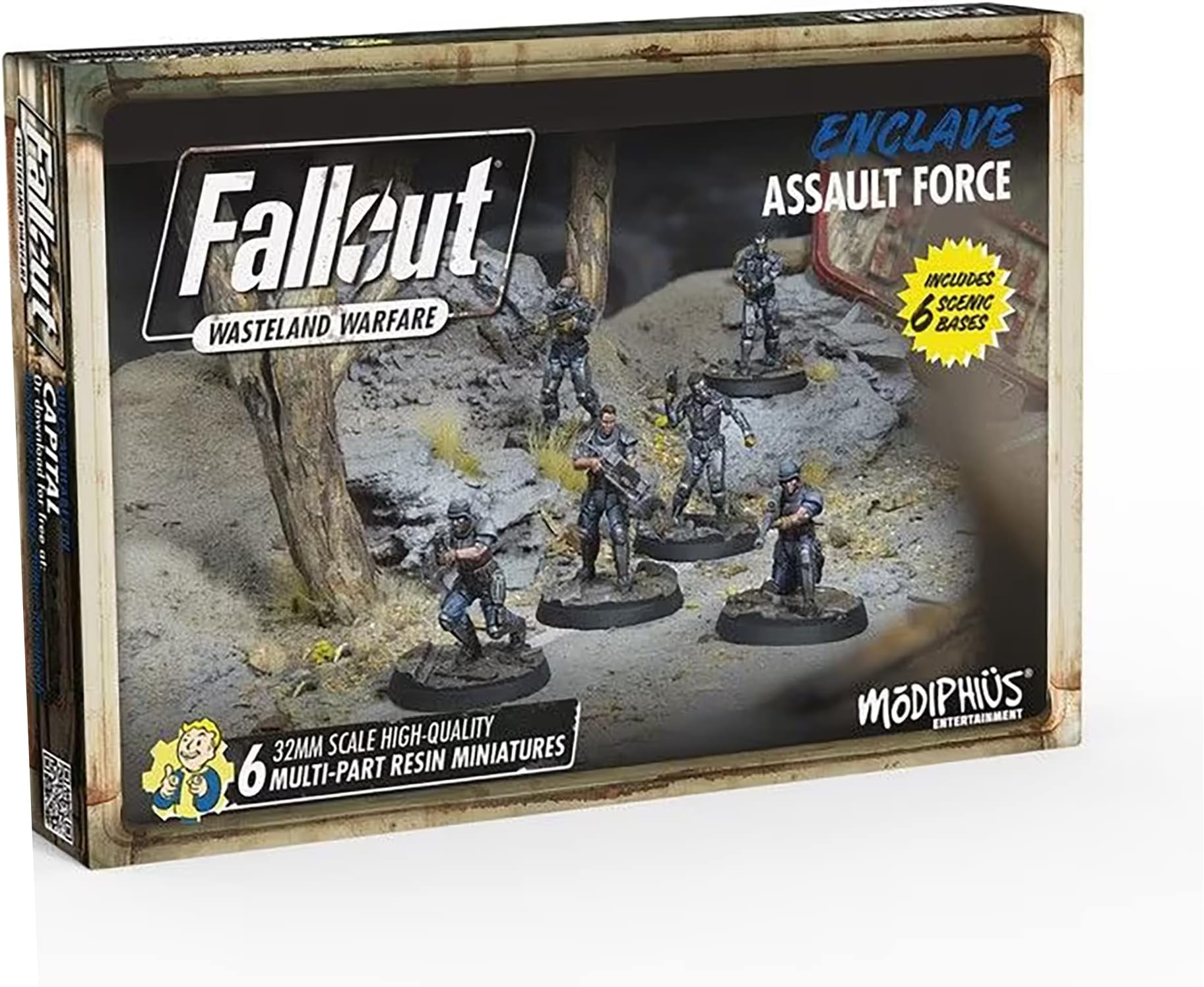 Modiphius Fallout Wasteland Warfare: Enclave-Assault Force - 6 Miniatures, 32mm Unpainted Quality Resin Figures, Capital Wave RPG