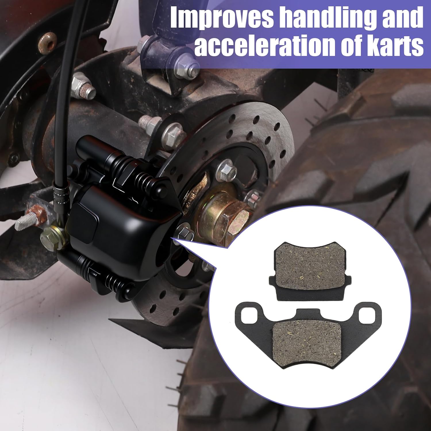 KT196 Go Kart Brake Master Cylinder Caliper Assembly Replacement for Coleman KT196 GK200 196cc Go Cart with 69" Hydraulic Brake Oil Hose Pads Cable Powersports Parts Accessories