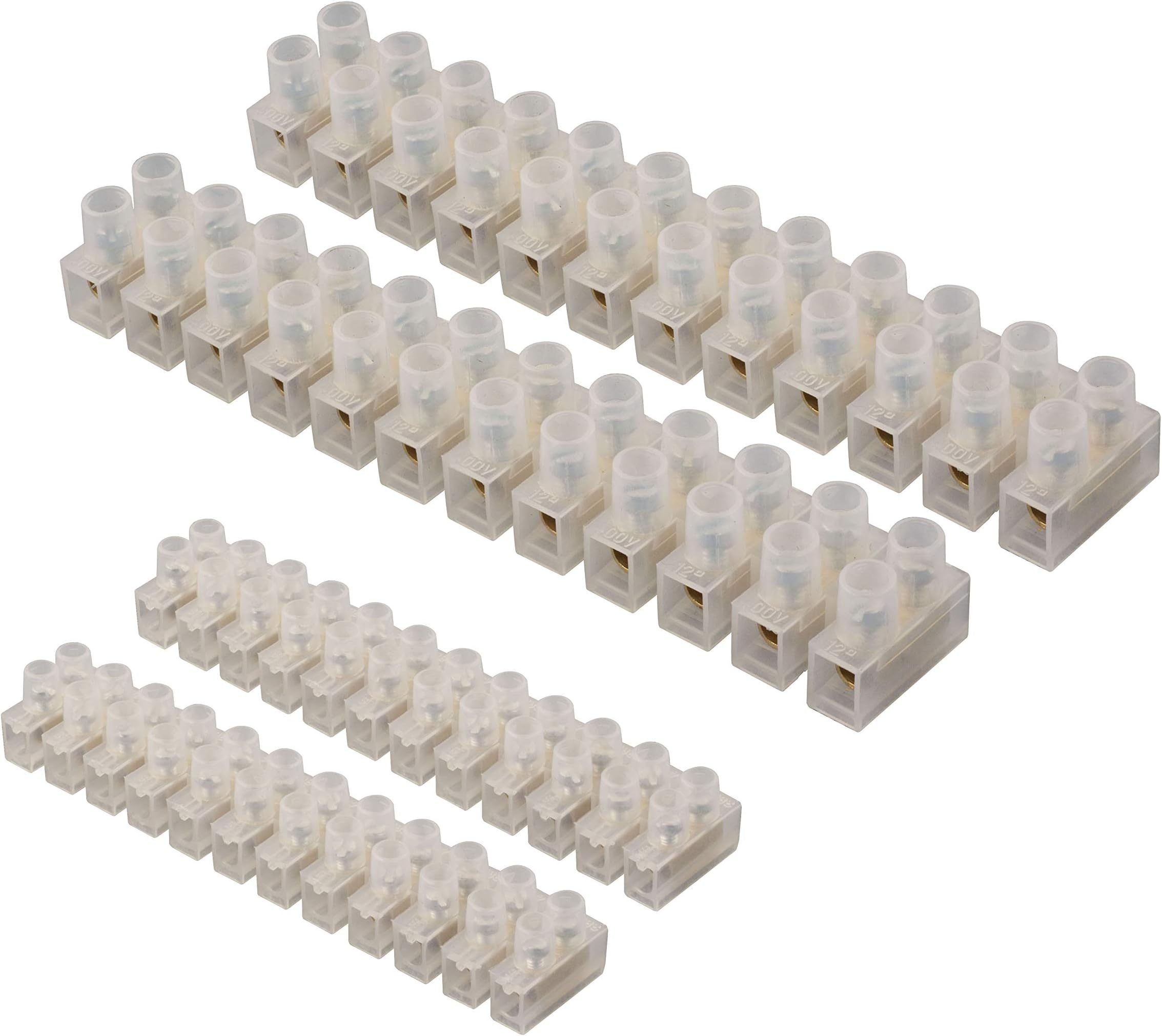 4 Pack of Electrical Connector Blocks, 3A, 15A, 12 Way White Terminal Block Electrical Connector Strips