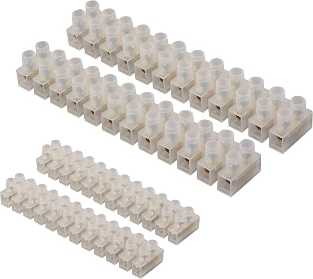 GTSE 4 Pack of Electrical Connector Blocks, 3A, 15A, 12 Way White Terminal Block Electrical Connector Strips