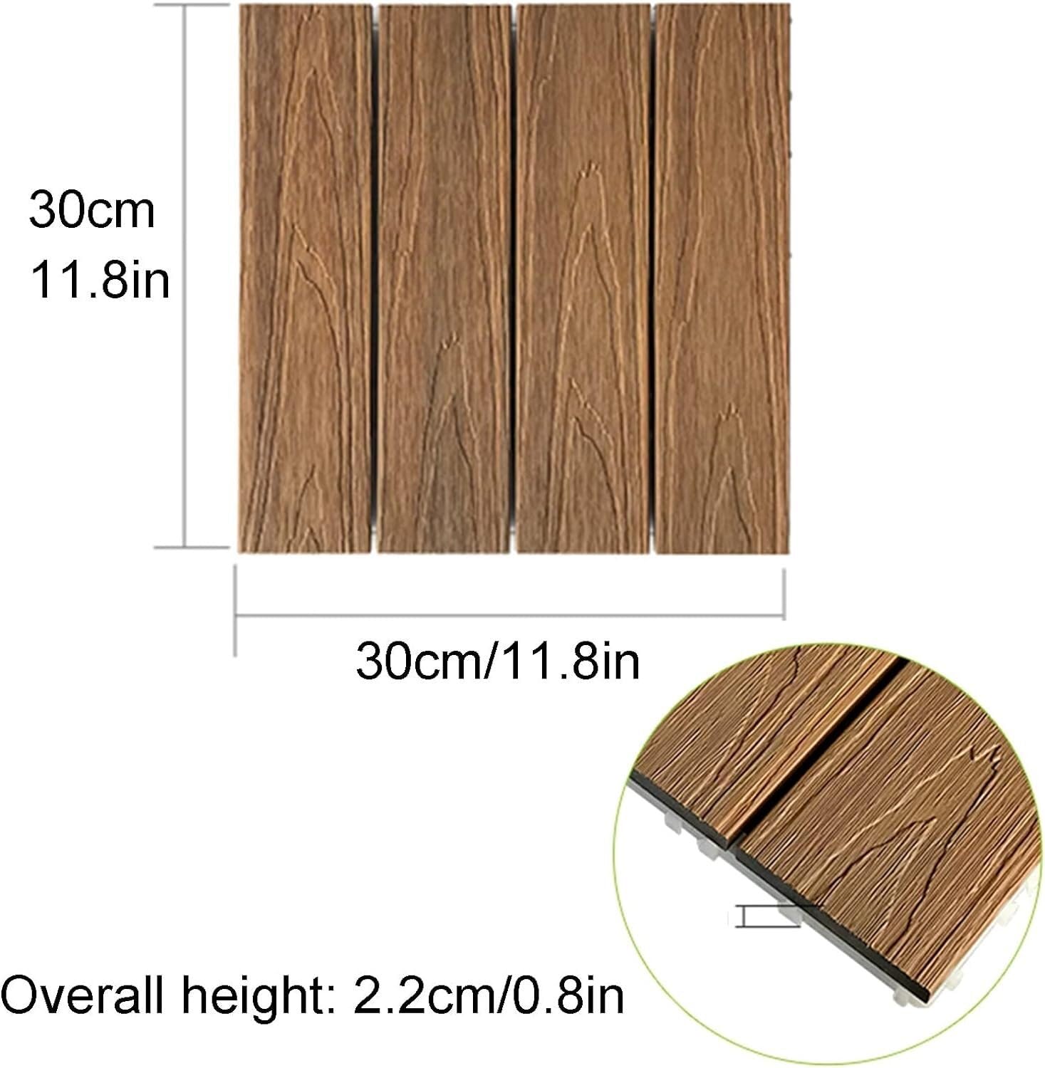 Deski tarasowe z kompozytu Kompozytowe płytki tarasowe Łączone drewno-plastikowe kompozytowe patio DIY Wielokolorowe, wiele rozmiarów opakowań(Braun,2pcs)