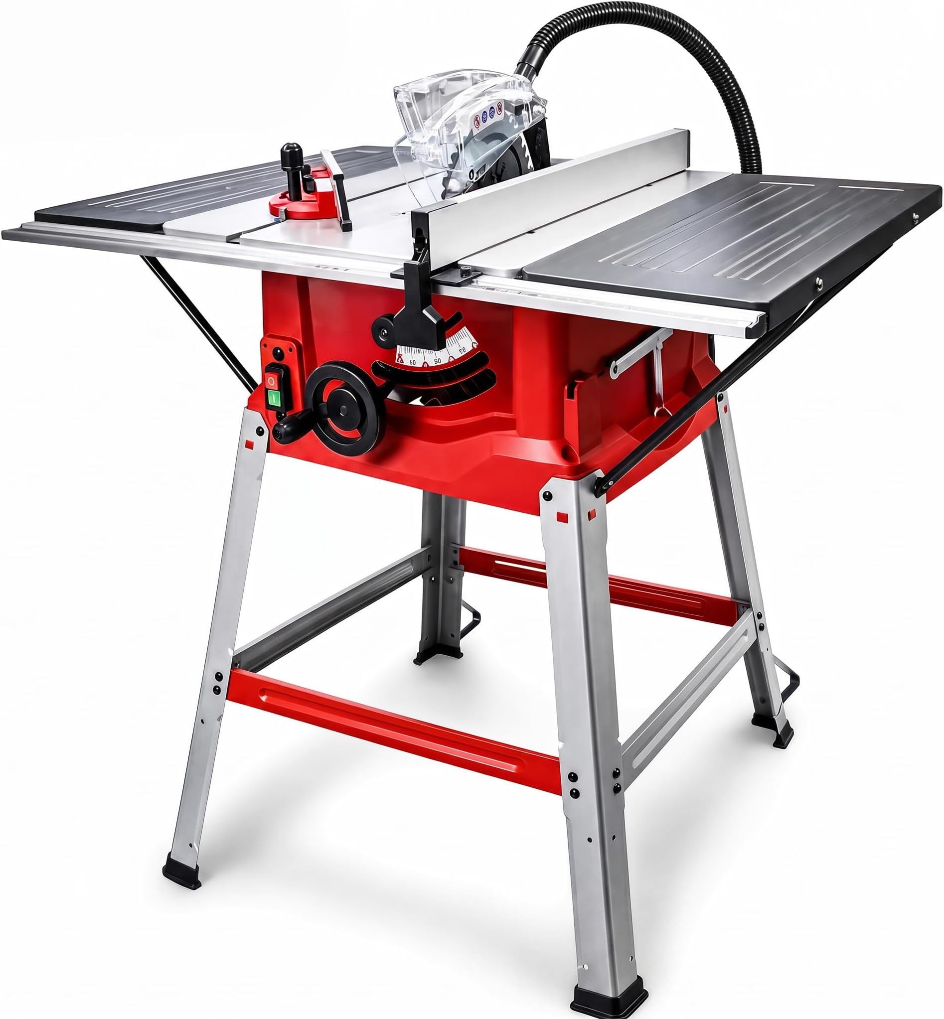 Lumberjack 10 Inch Table Saw, Woodworking Saws, 1800W 254mm, Quick Clamp Rip Fence, Bevel & Mitre Cuts, Dust Extraction Adaptor for Woodworking, Can Also Be Used As A Bench Saw