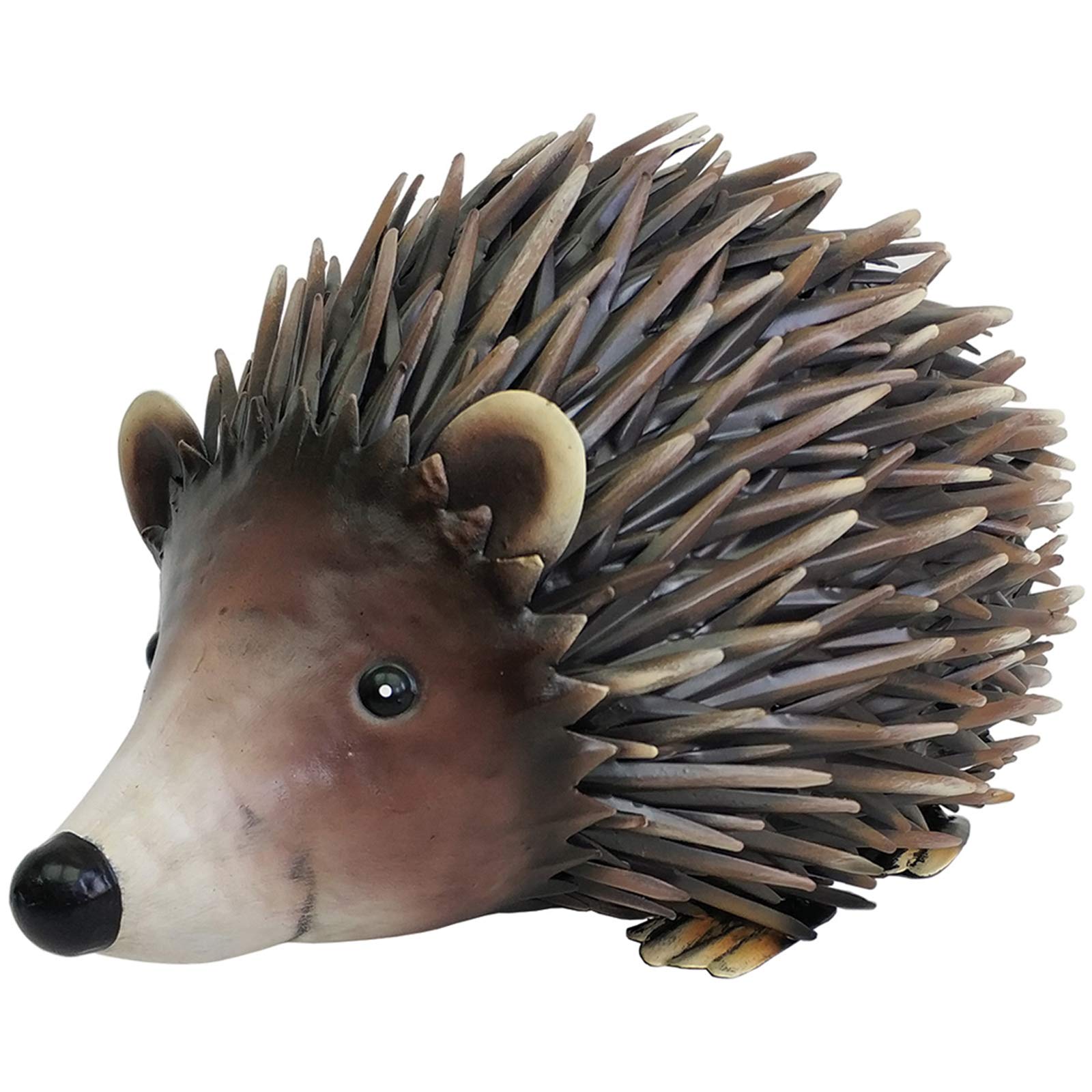 Primus Deluxe Metal Hedgehog Garden Ornament Sculpture Gift, Hand Painted, 21 x 32 x 17cm