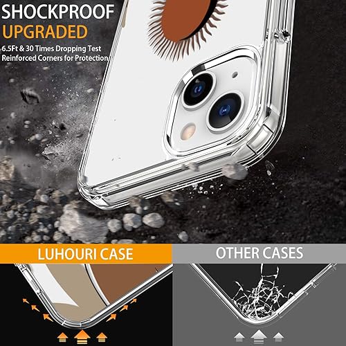 Miniatura 10 de LUHOURI Funda para iPhone 15 con protector de pantalla  Funda duradera transparente  Diseños de moda para mujeres y niñas  Funda protectora delgada