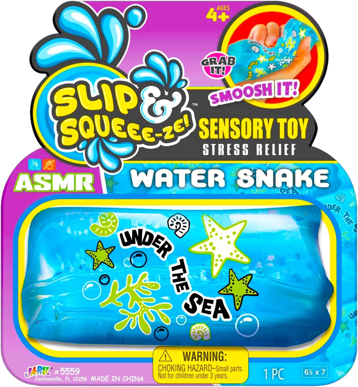 Water Snake Fidget Toy (1 Pack) Slippery Water Wiggler Toy, Sensory Stress Relief Toys for Kids, Party Favors, Classroom Prizes, & Goodie Bag Stuffers. Boy-5559-1B