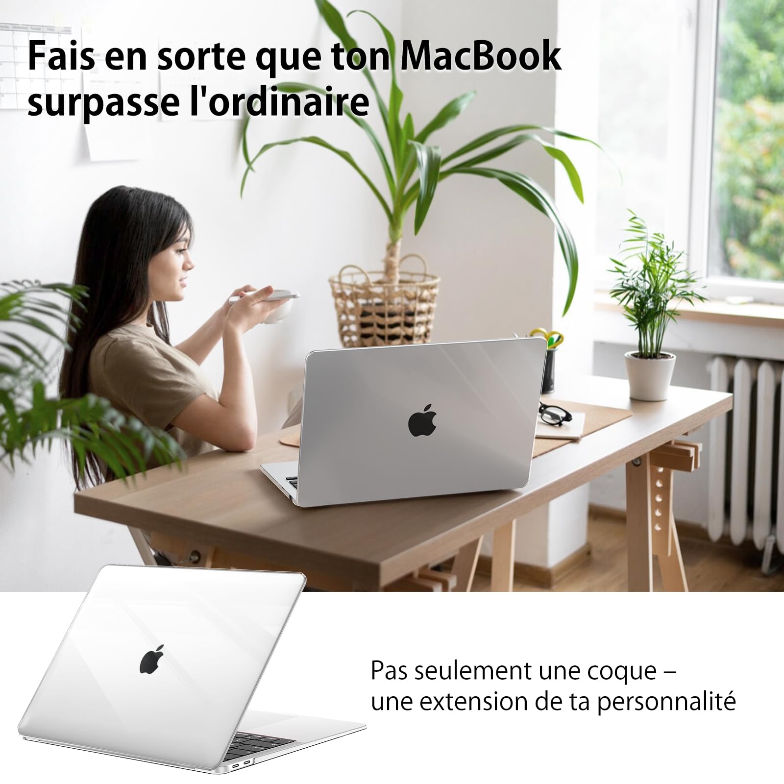 Coque Compatible MacBook Air 13 M1 2021-2018 A2337 A2179 A1932, Plastique Etui Rigide Cristal + Couverture de Clavier TPU