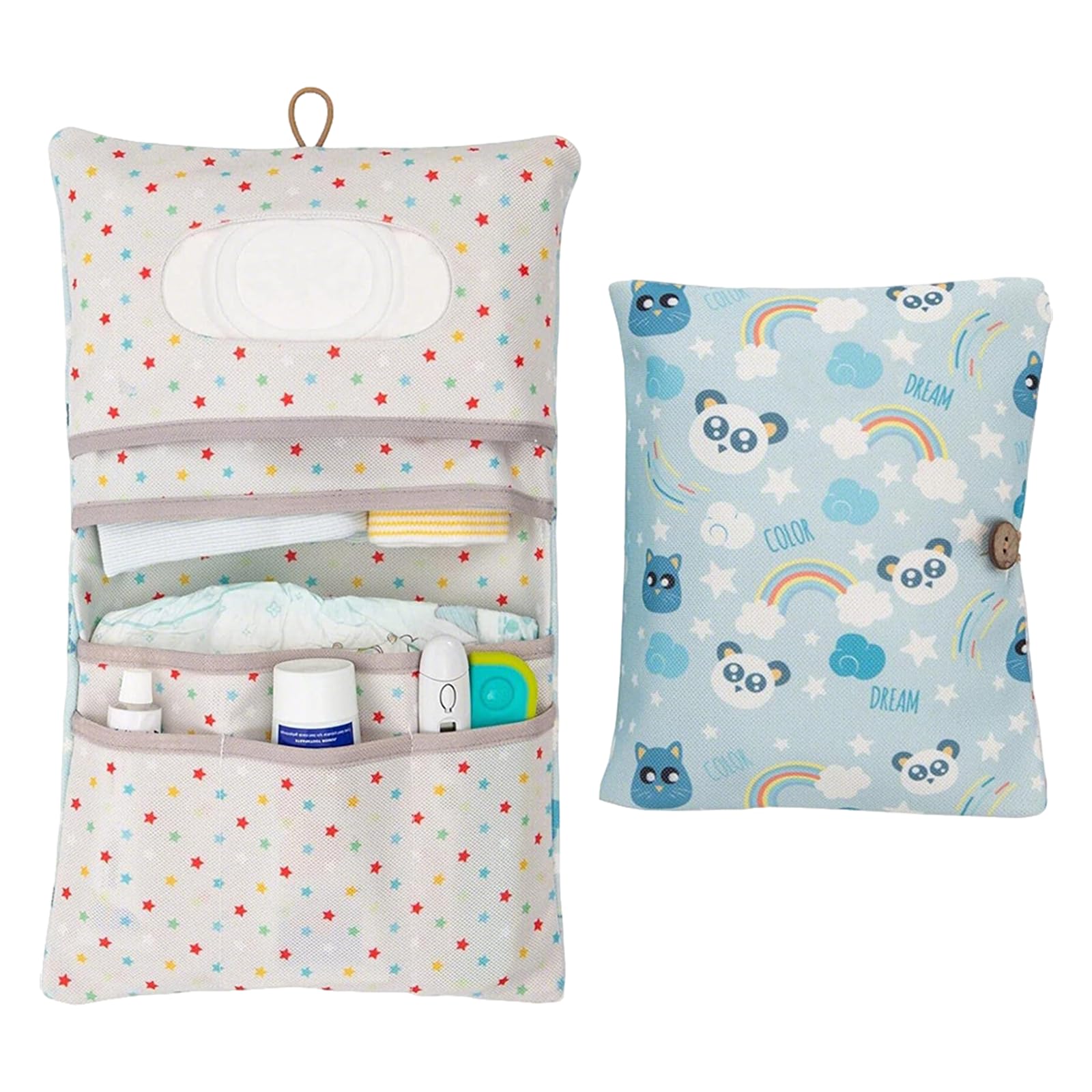 LAINIKE Windeltasche Organizer und Kosmetiktasche 2in1 Windeltasche Kleine Wickeltasche Organizer Baby Windeltasche für Mutter Unterwegs(Panda)