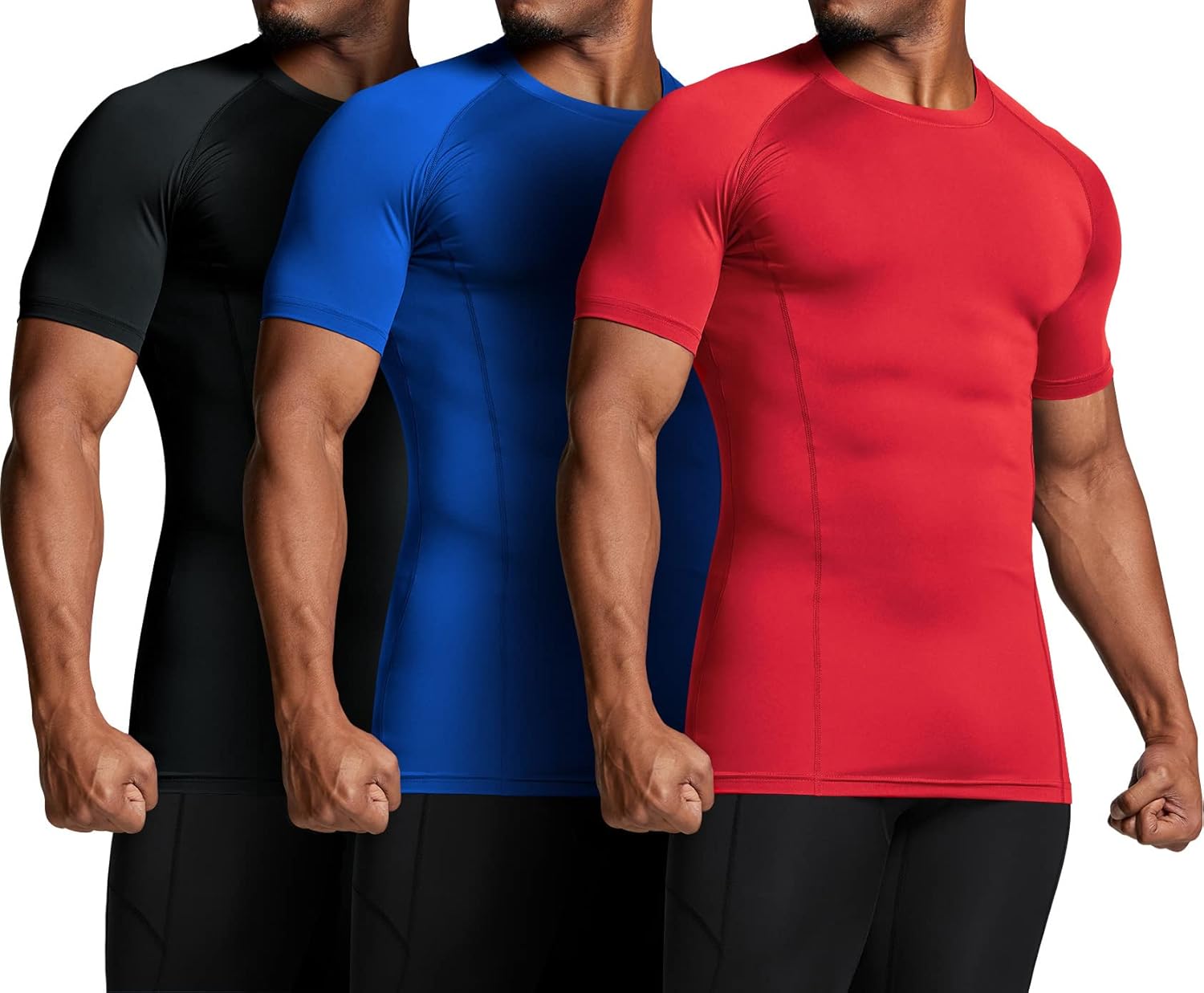 ATHLIO Men's Cool Dry Short Sleeve Compression Shirts, Sports Baselayer T-Shirts Tops, Athletic Workout Shirt - Image 2