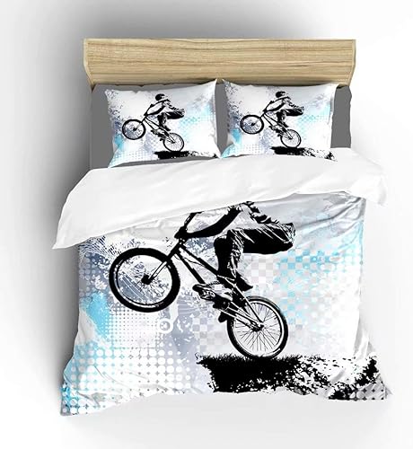 Aluy's boutique Juego de ropa de cama con patrón deportivo abstracto de BMX, ultra suave, tela de microfibra, decoración de dormitorio, tamaño