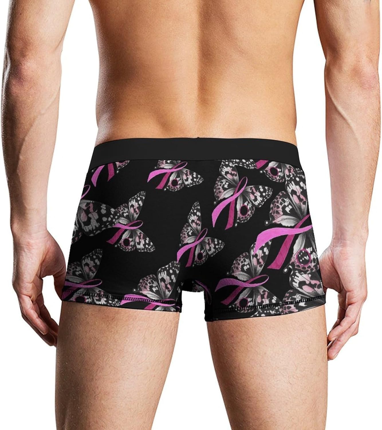 Butterfly Breast Cancer Awareness Men's Underwear Soft Novelty Boxer Briefs Underpants Shorts Trunks