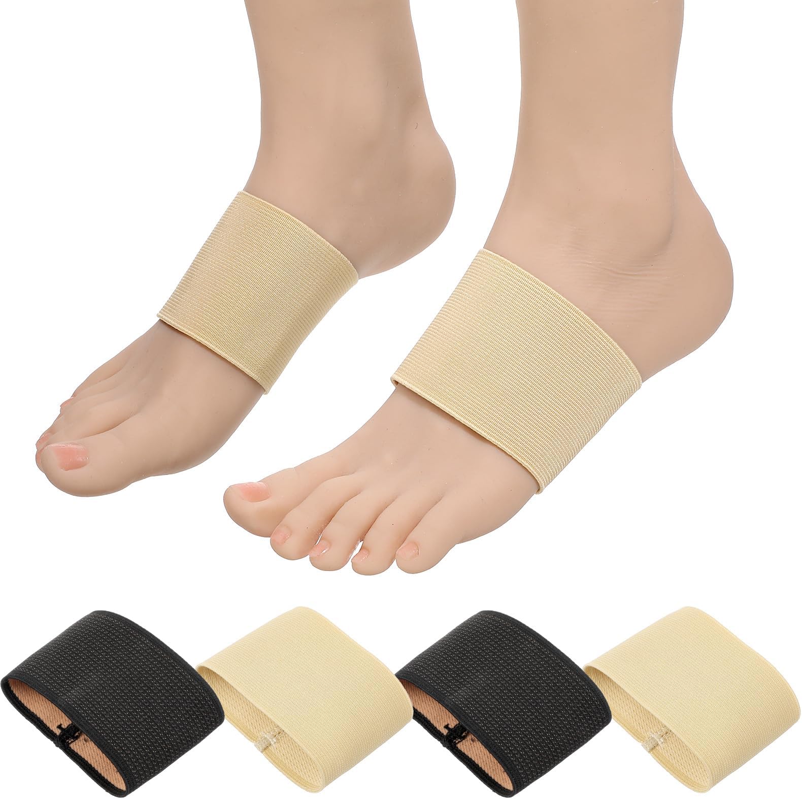 4 Pcs Arch Support Compression Sleeves, Copper Arch Support Sleeves for Women and Men