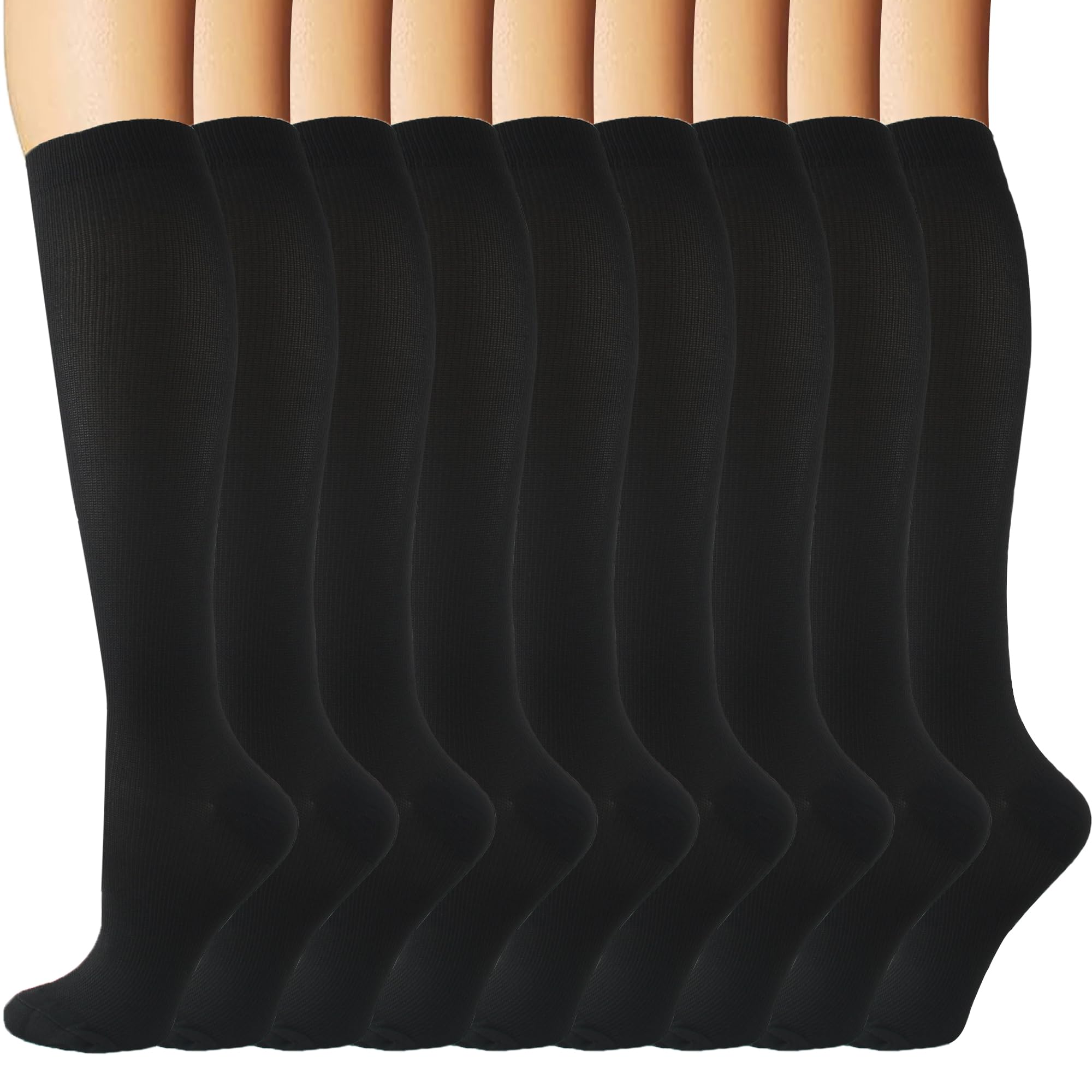 6 Pairs Compression Socks for Women and Men Circulation, 20-30 mmhg Support for Athletic Running, Hiking, Nurse, Recovery