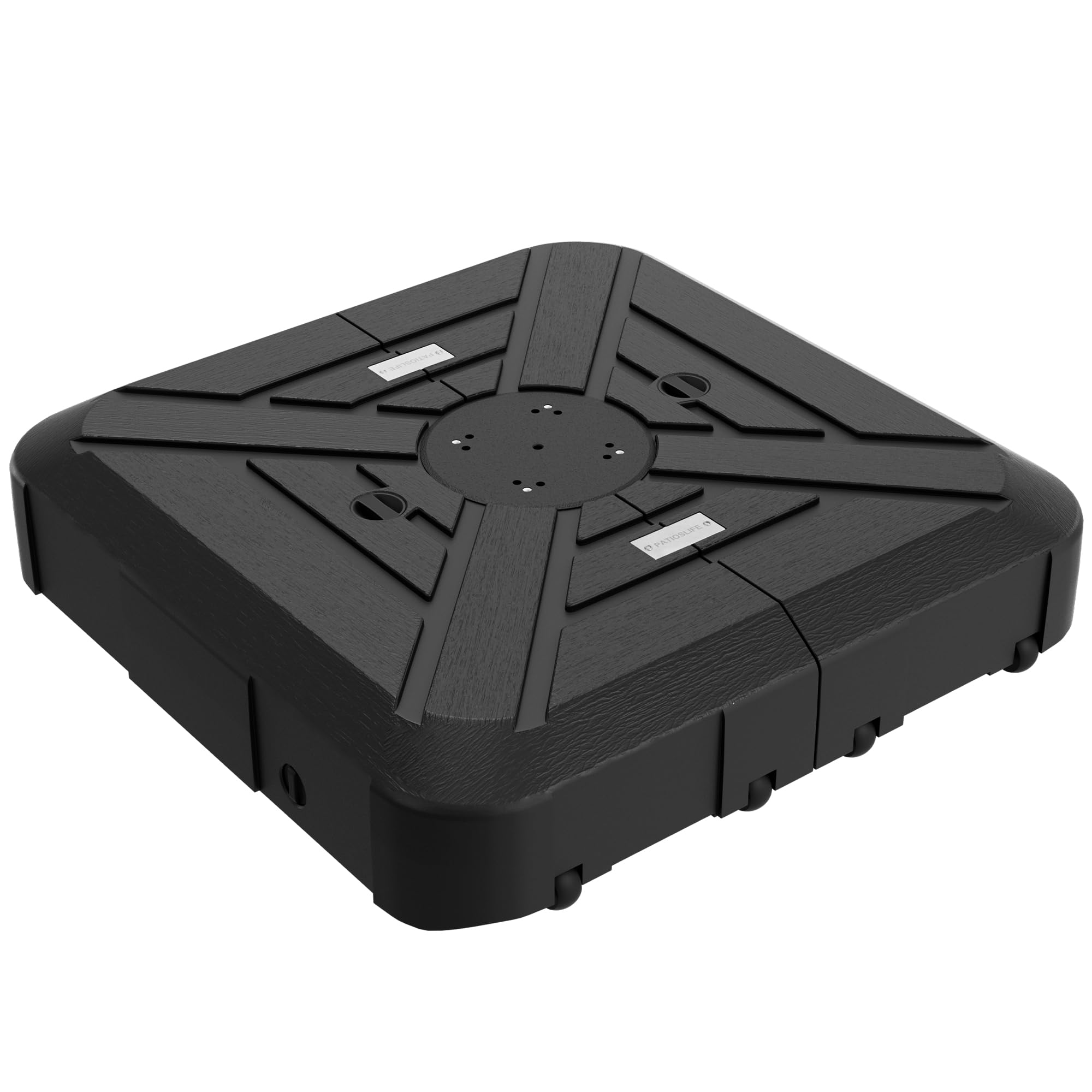Patioslife Black Large Hdpe Fillable Cantilever Patio Umbrella Base With Wheels, Heavy Duty Mobile Water & Sand Weighted Stand For Offset Outdoor Umbrellas, Supports Up To 440 Lbs