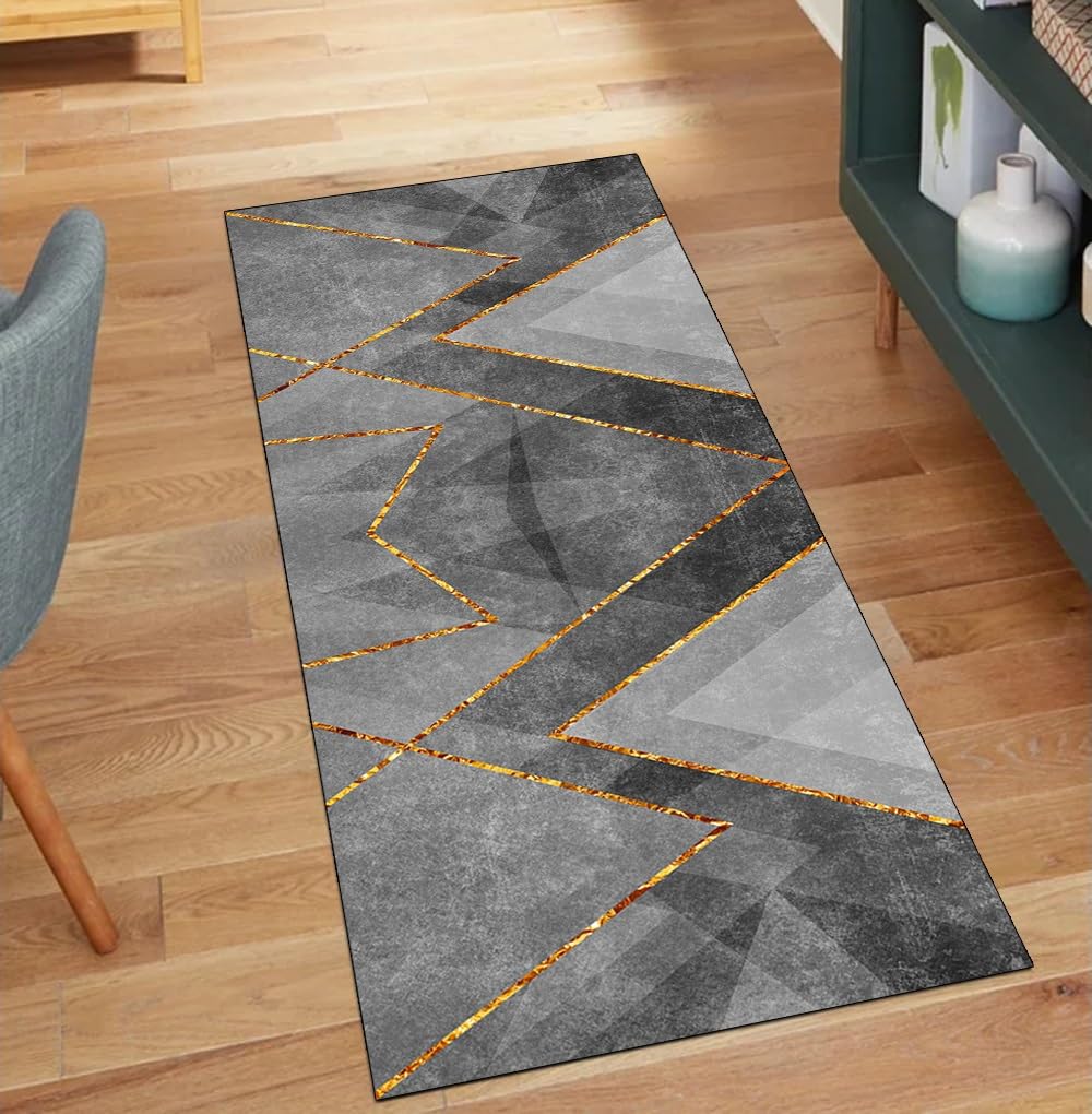 Alfombra antideslizante para pasillo gris que evita resbalones con diseño lavable de 70x150cm