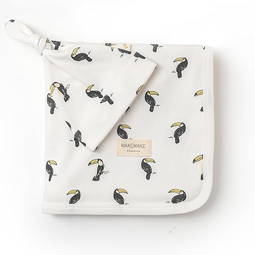 Miniatura 9 de MakeMake Organics GOTS - Manta de algodón orgánico para bebé, manta anudada, grande y elástica para recién nacidos (a cuadros, 40 x 40 pulgadas)