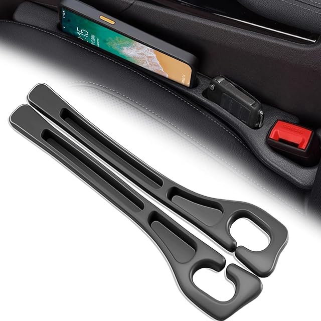 Car Seat Gap Filler 2 Pack, Universal Fit Storage Box Anti-Drop Car Seat Side Seam Filler Organizer for Cars, SUV & Trucks to Block the Gap Between Seat and Console Black