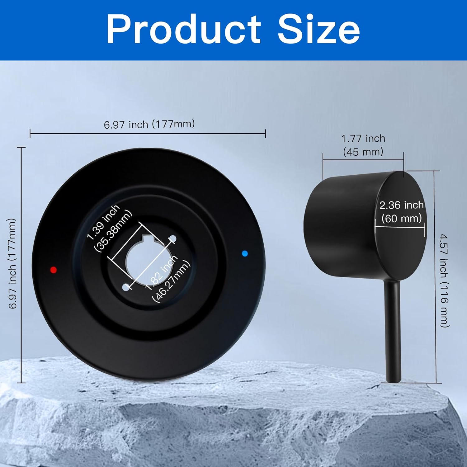 T2191BL Shower and Tub Trim Kit, Pressure Balancing Modern Tub and Shower Trim Kit,Compatible with Moen Valve, Featuring Bathroom Shower Lever Handle for Temperature Adjustment (Matte Black)