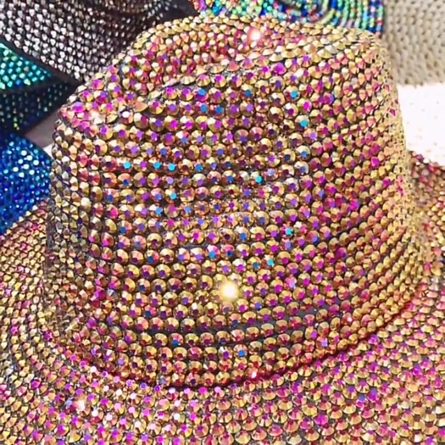 * Full Rhinestone Fedora Hat
* Rhinestone Wholesale Fedora Black with Silver Rhinestone Bling Hat main image 2