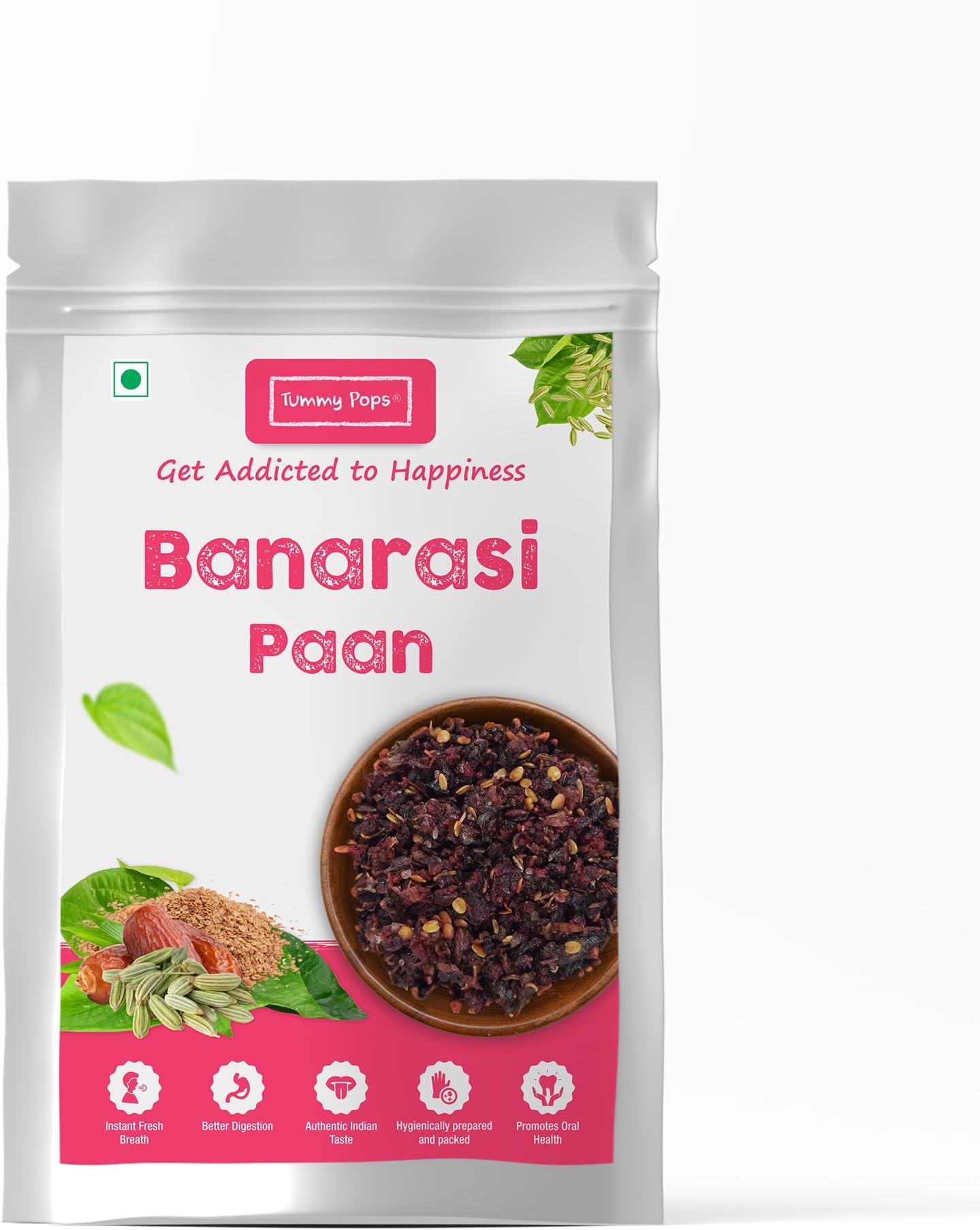 Tummy Pops | Premium Banarasi Paan Mix Without Supari | Hygienically Prepared & Packed | After Meal Digestive Mukhwas, Authentic Sweet Mouth Freshener (Banarasi Paan, 950gm)