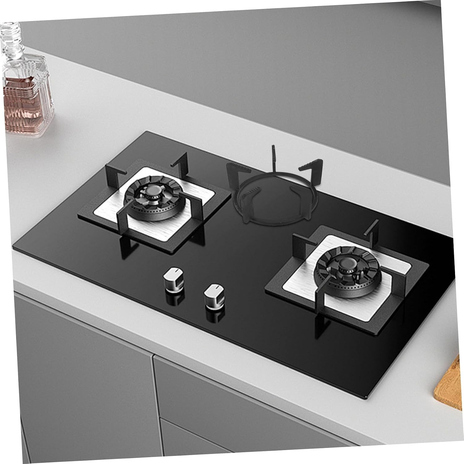 Cast Iron Wok Base for Gas Stove 5-Prong Non-Slip Pot Holder Heavy-Duty Cooking Rack Matte Finish for Home Kitchen Use