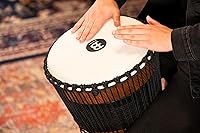 Vista 4 de Meinl Percussion ADJ3-L+BAG Cuerda de estilo africano afinada de madera Djembe de 12 pulgadas con bolsa, marrónnegro