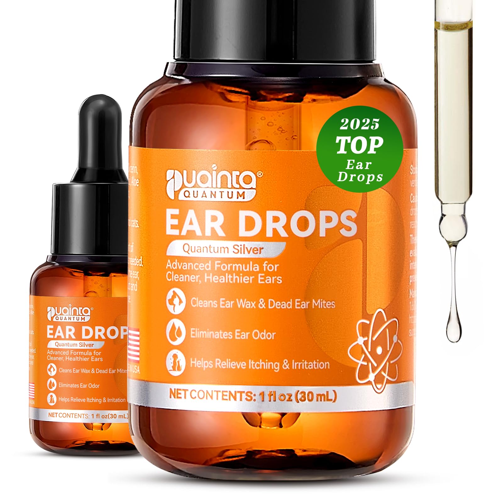 PUAINTA Dog Ear Cleaner, Natural Dog Ear Drops & Infection Treatment, Quantum Silver Dog Ear Cleaning Solution for Itching, Irritation & Wax Build-Up, 1oz